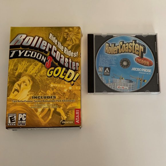 CIB RollerCoaster Tycoon 3 GOLD! (PC, 2004) & RollerCoaster Tycoon (PC, 1999) - Picture 1 of 13